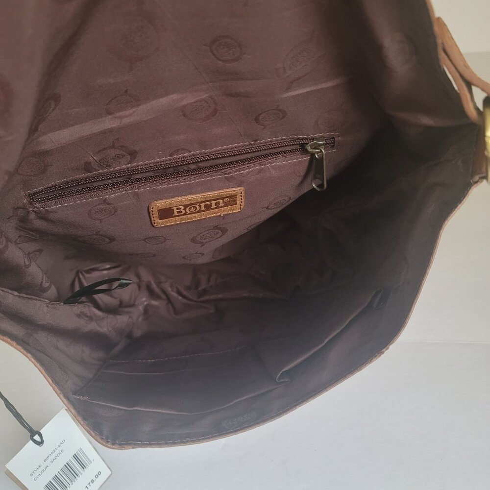 Born Genuine Leather Saddle Floral Embossed Shoulder Handbag - Picture 8 of 14